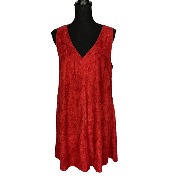 Faux Suede A-line Mini Dress Burgundy MEDIUM Career  Altar'd State Pocket Fall - Picture 1 of 6